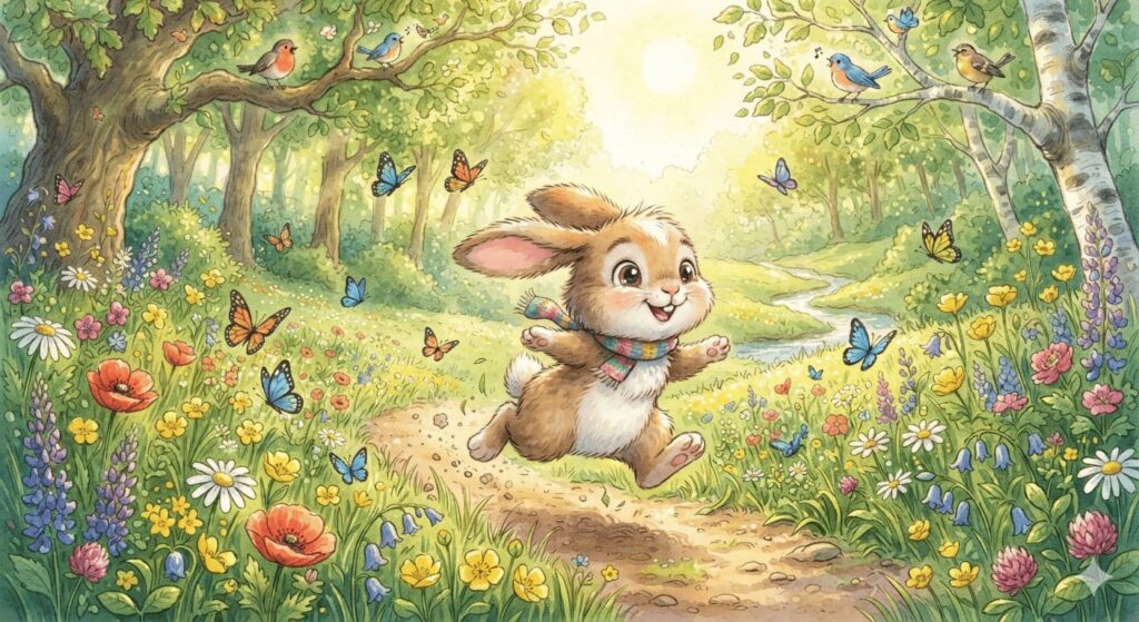 Sleepy Bunny Benny playing in the meadow