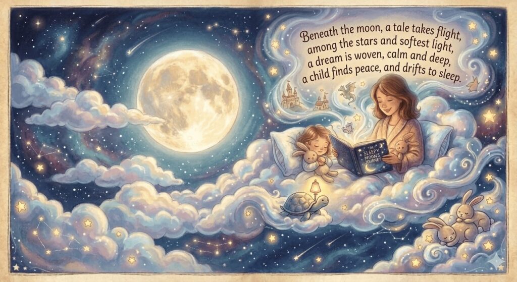 Sleep stories creating a calm dreamlike atmosphere for bedtime relaxation