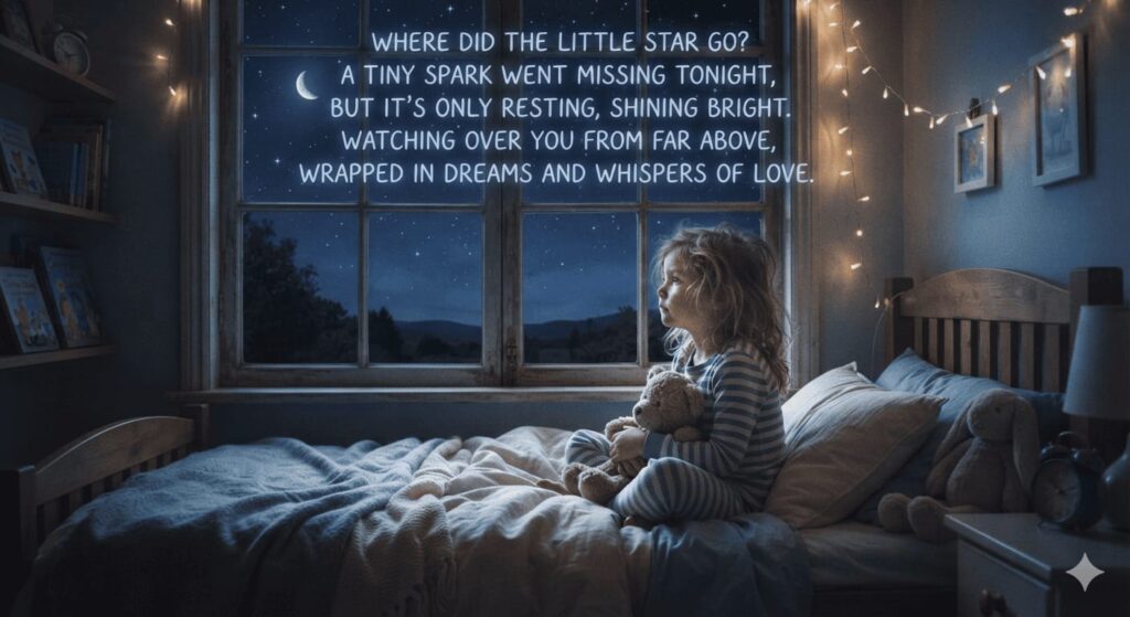 Bedtime stories for kids showing a child searching for the sleepy little star