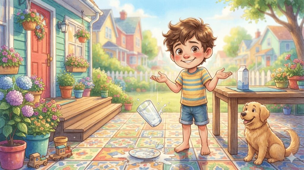 Silly Story about a boy saying oops after making a mistake