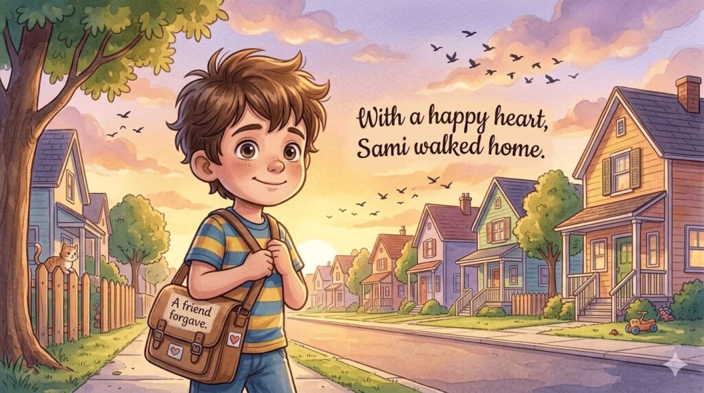 Silly Story ending with Sami becoming more thoughtful and responsible